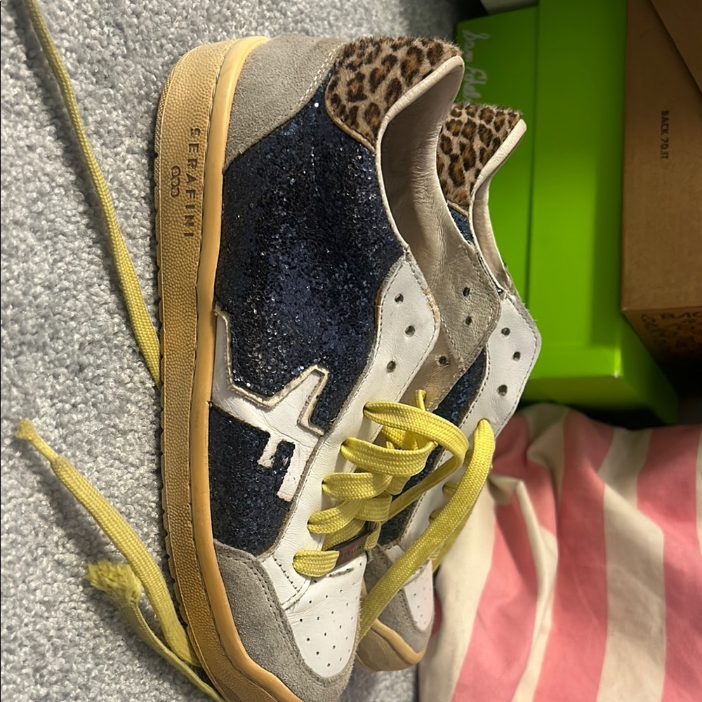 Kids Glitter Sneakers with Leopard Print
